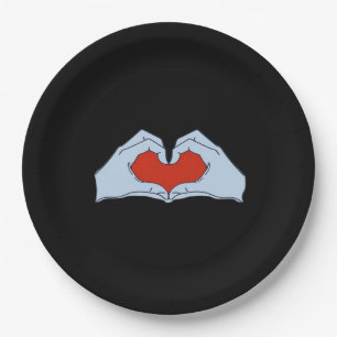 Skeleton Heart Hands Classic & Basic Halloween Paper Plate