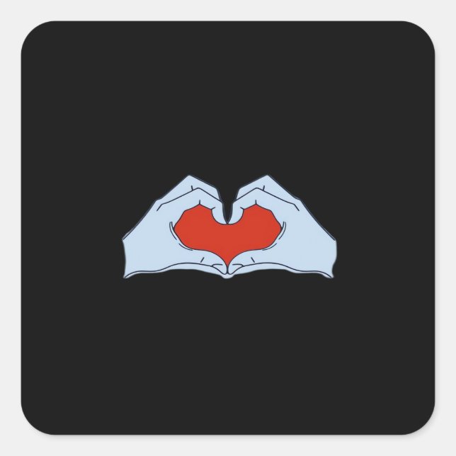Skeleton Heart Hands Classic Basic Halloween Style Square Sticker (Front)