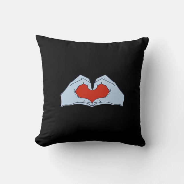 Skeleton Heart Hands Classic & Basic Halloween Throw Pillow (Front)