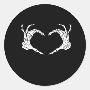 Skeleton Heart Hands Classic Classic Round Sticker