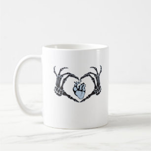 Skeleton Heart Hands Classic Design For Halloween Coffee Mug