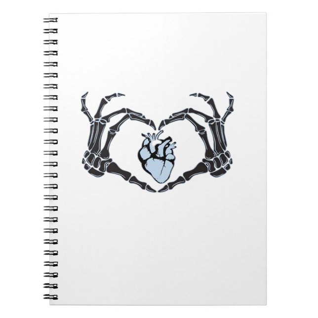Skeleton Heart Hands Classic Design For Halloween Notebook (Front)
