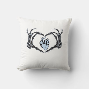 Skeleton Heart Hands Classic Design For Halloween Throw Pillow