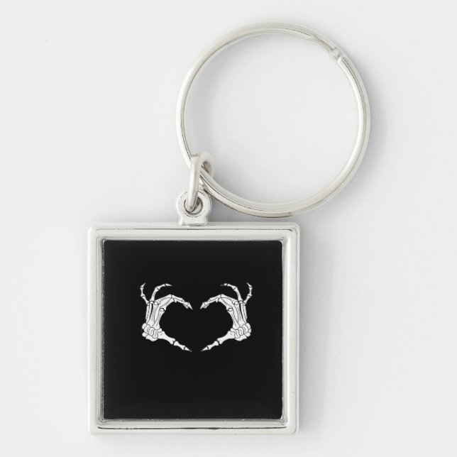Skeleton Heart Hands Classic Keychain (Front)