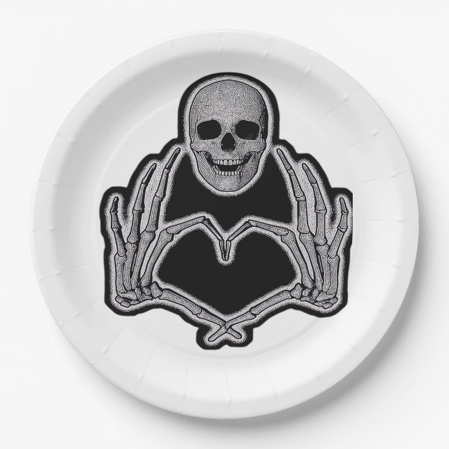 Skeleton Heart Hands  Classic Paper Plate (Front)