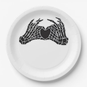 Skeleton Heart Hands - Classic Paper Plate