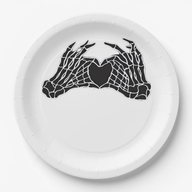 Skeleton Heart Hands - Classic Paper Plate (Front)