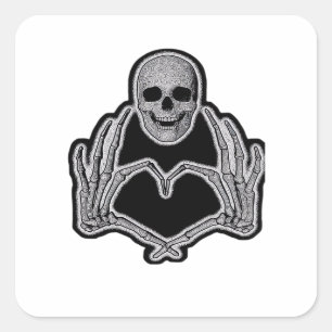 Skeleton Heart Hands Classic Square Sticker