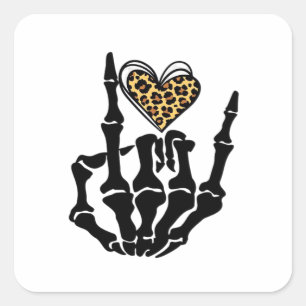 Skeleton Heart Hands Classic Square Sticker