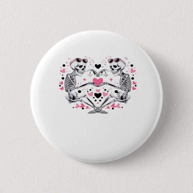 Skeleton Heart Hands Classic Viral 2 Inch Round Button (Front)