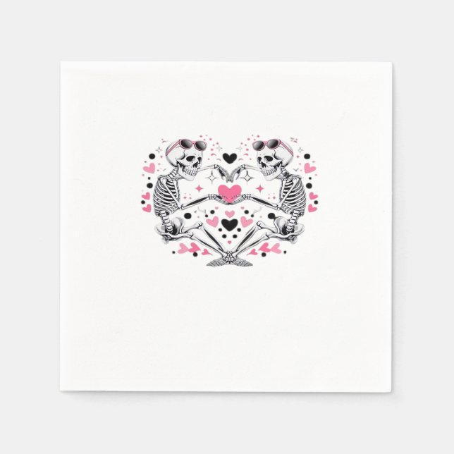 Skeleton Heart Hands Classic Viral Napkin (Front)