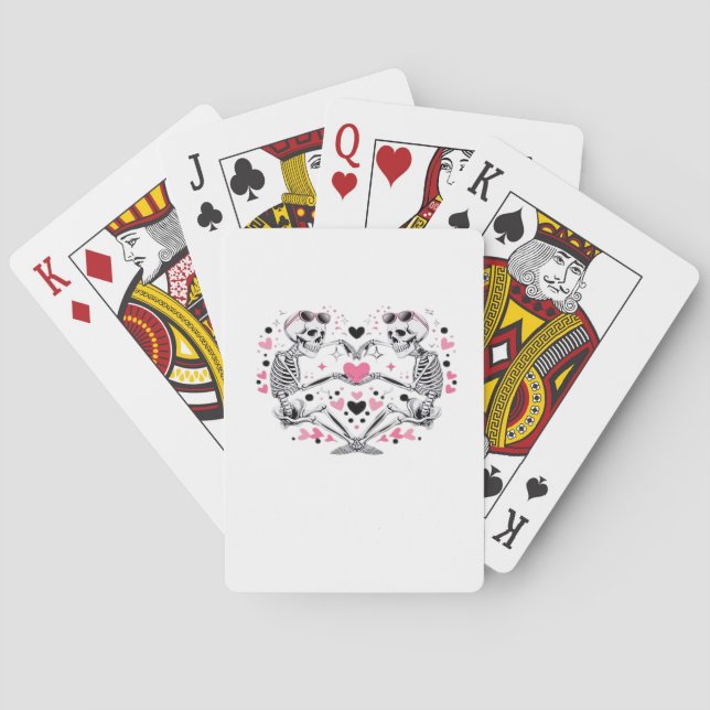 Skeleton Heart Hands Classic Viral Playing Cards (Back)