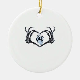 Skeleton Heart Hands Clean Graphic Mood Ceramic Ornament