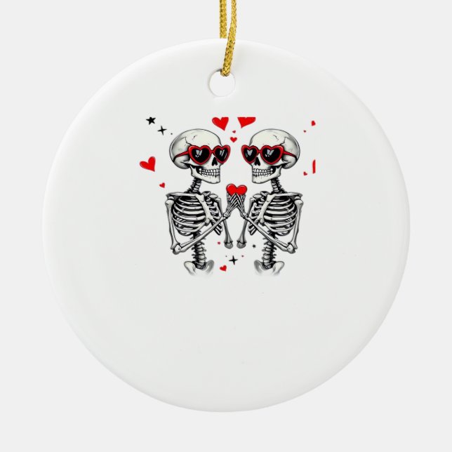 Skeleton Heart Hands For Trending Ceramic Ornament (Front)