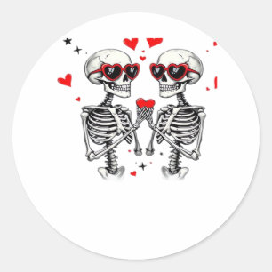 Skeleton Heart Hands For Trending Classic Round Sticker