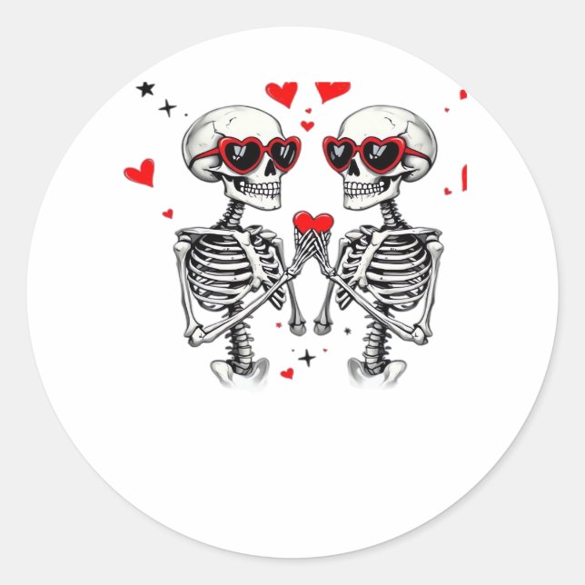 Skeleton Heart Hands For Trending Classic Round Sticker (Front)