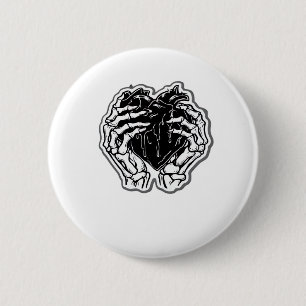 Skeleton Heart Hands Funny 2 Inch Round Button