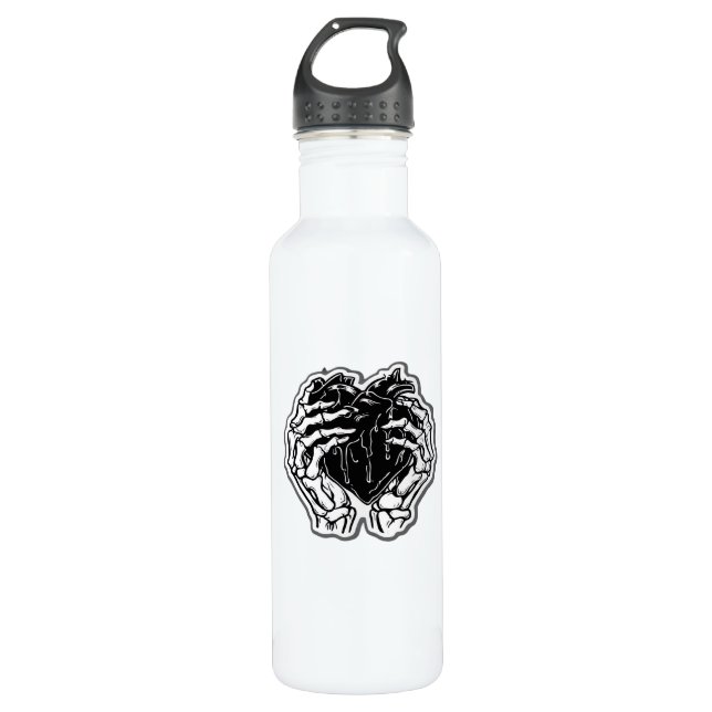 Skeleton Heart Hands Funny 710 Ml Water Bottle (Front)