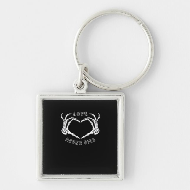 Skeleton Heart Hands Funny & Classic Keychain (Front)