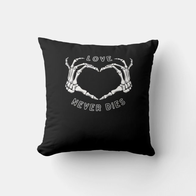 Skeleton Heart Hands Funny & Classic Throw Pillow (Front)