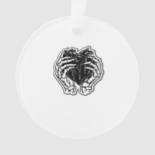 Skeleton Heart Hands Funny Ornament