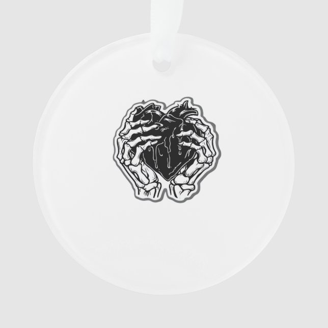 Skeleton Heart Hands Funny Ornament (Front)