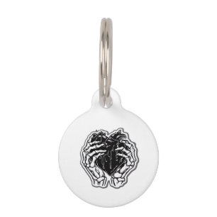 Skeleton Heart Hands Funny Pet Tag