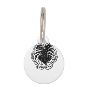 Skeleton Heart Hands Funny Pet Tag