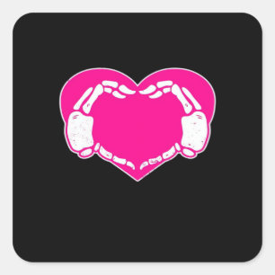 Skeleton Heart Hands Gothic Classic Look Square Sticker