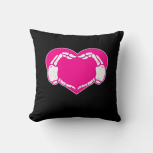 Skeleton Heart Hands Gothic Classic Look Throw Pillow