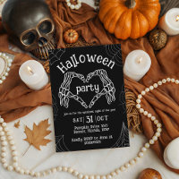 Skeleton Heart Hands Halloween Party Invite