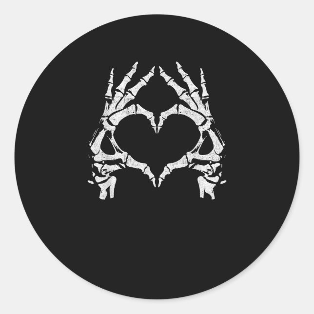 Skeleton Heart Hands - Halloween - Skeleton Hands  Classic Round Sticker (Front)