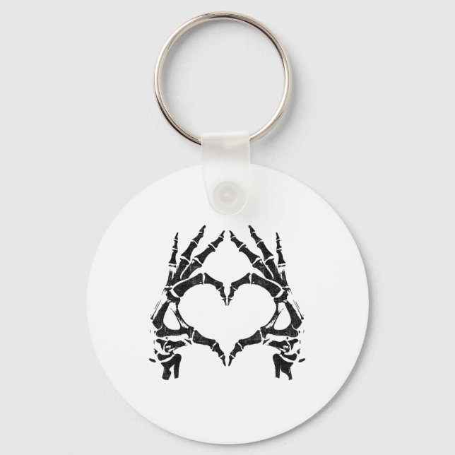 Skeleton Heart Hands - Halloween - Skeleton Hands  Keychain (Front)