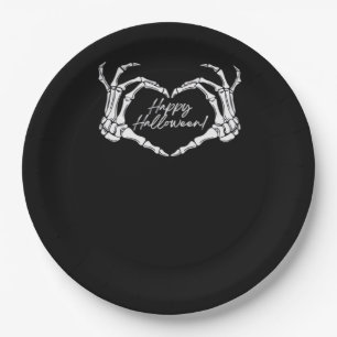 Skeleton Heart Hands, Happy Halloween Skeleton, Ha Paper Plate
