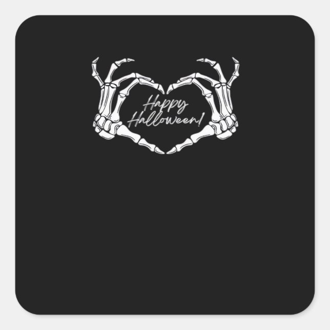 Skeleton Heart Hands, Happy Halloween Skeleton, Ha Square Sticker (Front)
