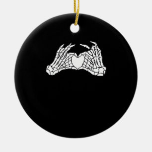 Skeleton Heart Hands - Light Ceramic Ornament
