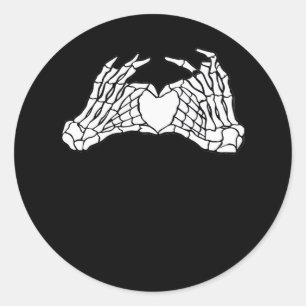 Skeleton Heart Hands - Light Classic Round Sticker