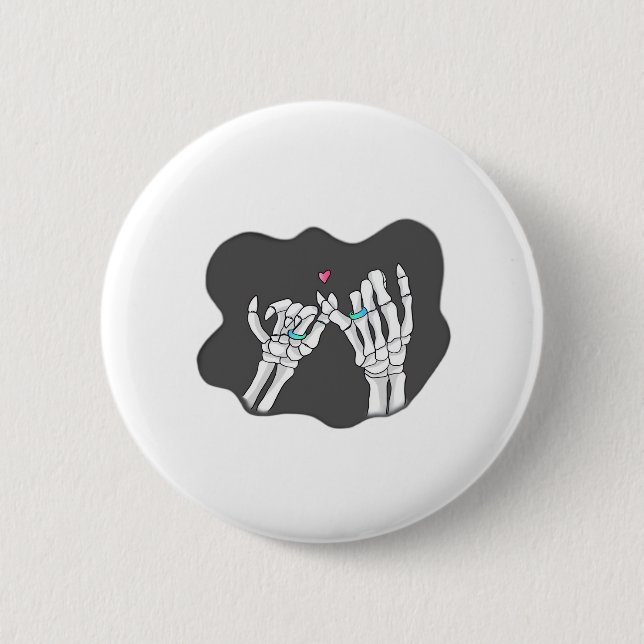 Skeleton Heart Hands  Promise 2 Inch Round Button (Front)