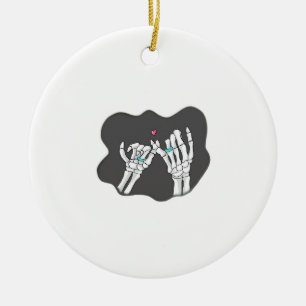 Skeleton Heart Hands  Promise Ceramic Ornament