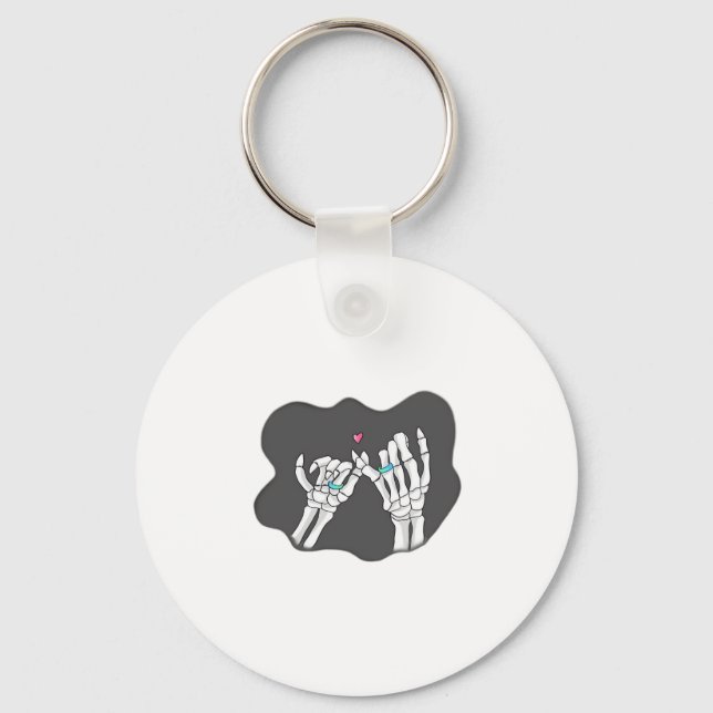 Skeleton Heart Hands  Promise Keychain (Front)