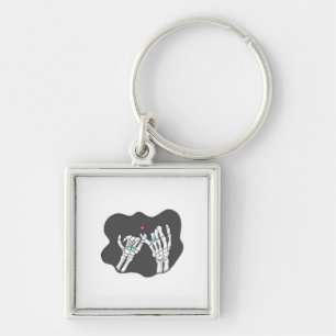 Skeleton Heart Hands Promise Keychain