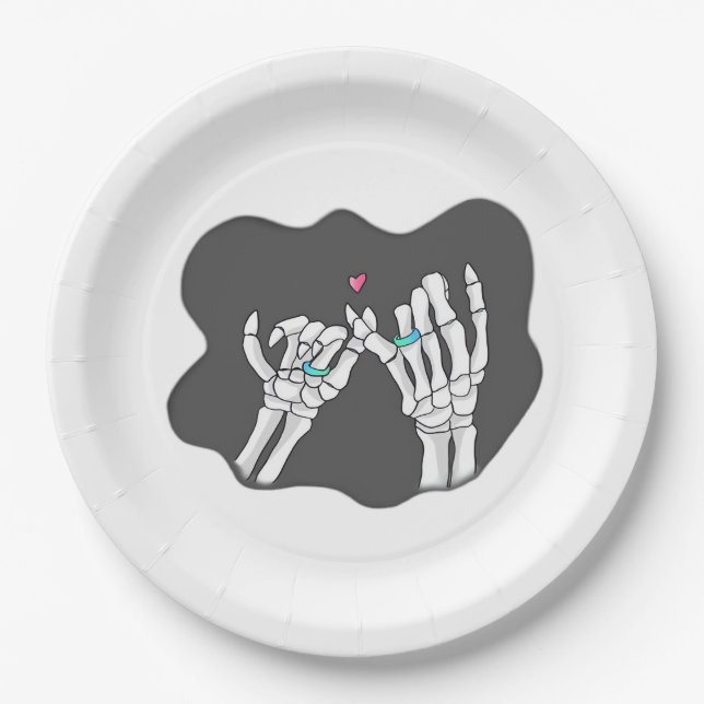 Skeleton Heart Hands  Promise Paper Plate (Front)