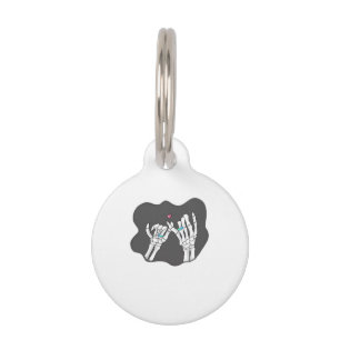 Skeleton Heart Hands Promise Pet Tag