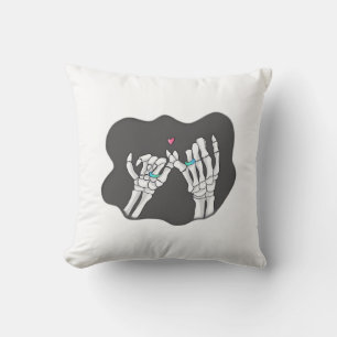 Skeleton Heart Hands  Promise Throw Pillow
