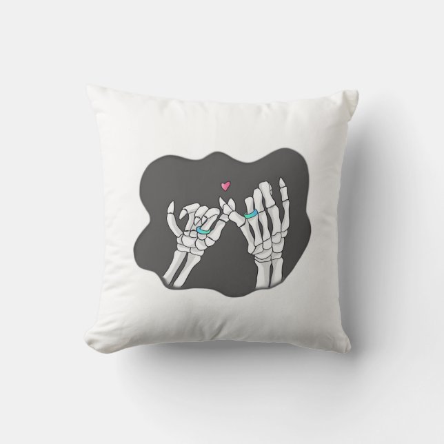 Skeleton Heart Hands  Promise Throw Pillow (Front)