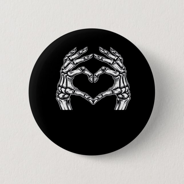 Skeleton Heart Hands Sign Halloween Costume Basic  2 Inch Round Button (Front)