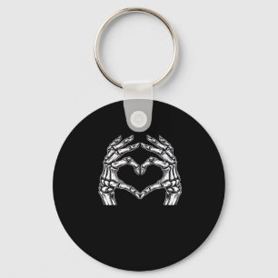 Skeleton Heart Hands Sign Halloween Costume Basic  Keychain