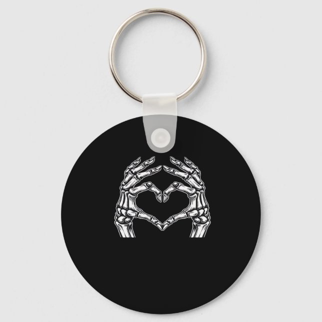 Skeleton Heart Hands Sign Halloween Costume Basic  Keychain (Front)