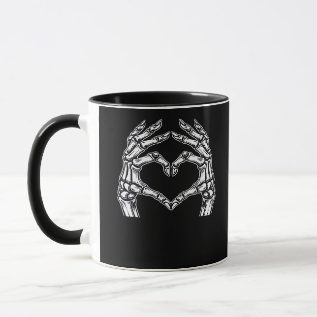 Skeleton Heart Hands Sign Halloween Costume Basic  Mug (Left)