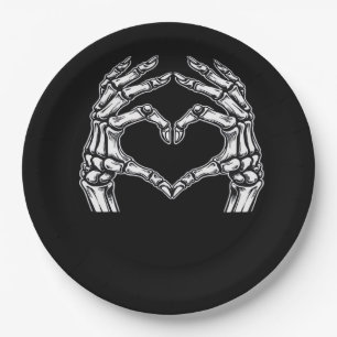 Skeleton Heart Hands Sign Halloween Costume Basic Paper Plate